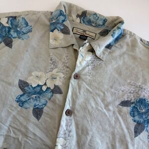 Tommy Bahama Silk Hawaiian‎ Tropical Short Sleeve Button Down Gray Men's medium